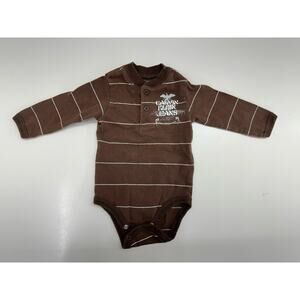 Calvin Klein Jeans Baby One Piece Size 0-3 Month Brown Striped Long Sleeve